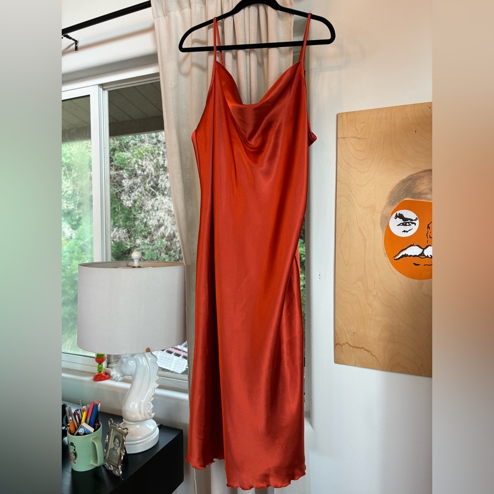 Bebe Satin Slip Dress- Orange